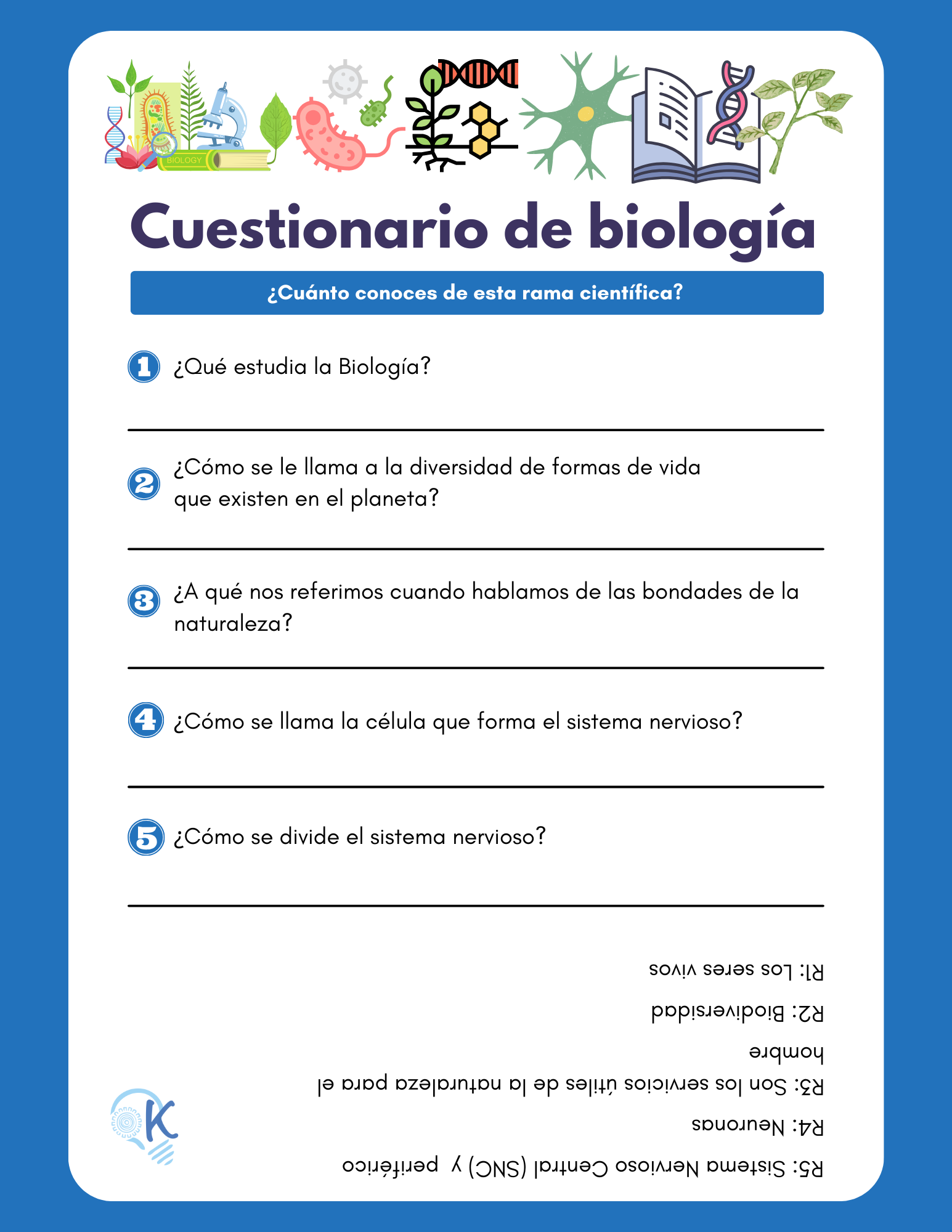 Cuestionario de ciencias naturales Kichihua